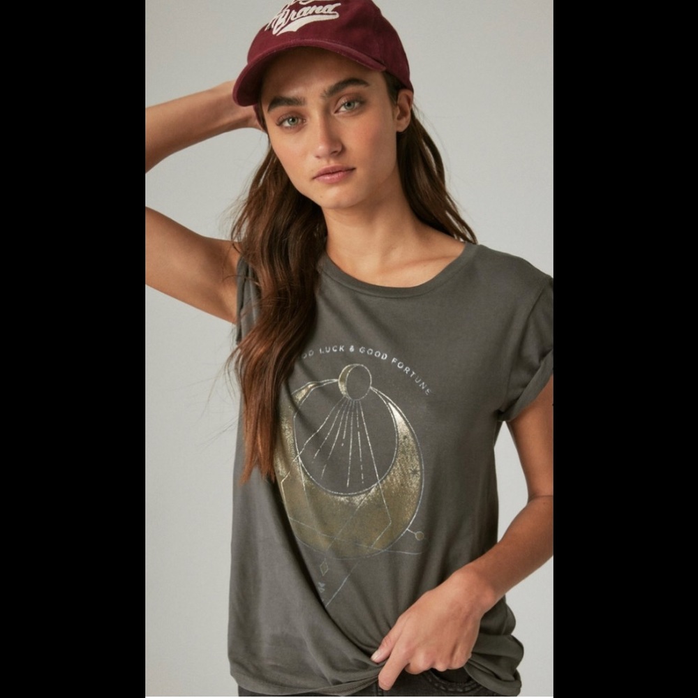 NWT Lucky Brand Women’s Good Luck Moon Classic Crew Tee - Picture 3 of 4